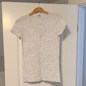 PINK Victoria's Secret White and Gray V-Neck Tee